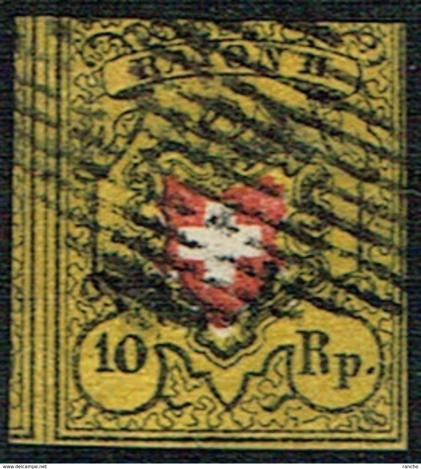 TIMBRE OBLITERE DU GRILLE 1850 C/.S.B.K. Nr:16II. Y&TELLIER Nr:15. MICHEL Nr:8II. - 1843-1852 Federal & Cantonal Stamps