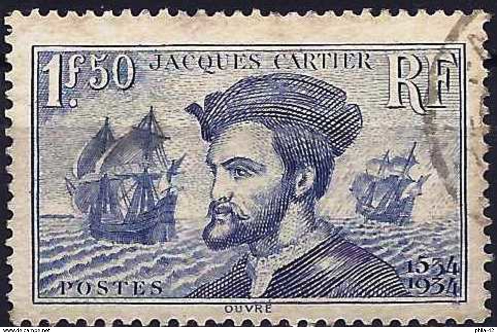 France 1934 - Jacques Cartier, French Navigator ( Mi 293 - YT 297 ) - Oblitérés