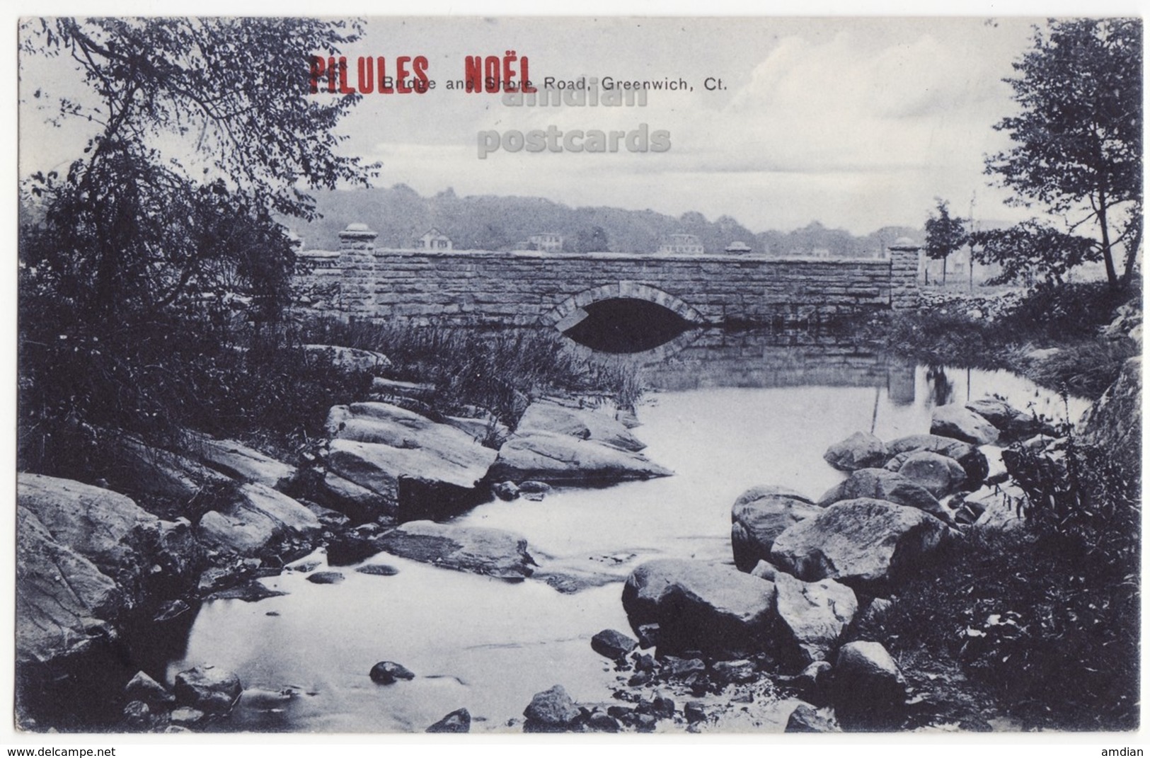 GREENWICH CT Bridge And Shore Road, C1900s Scenic Vintage Connecticut Postcard [6919] - Other & Unclassified