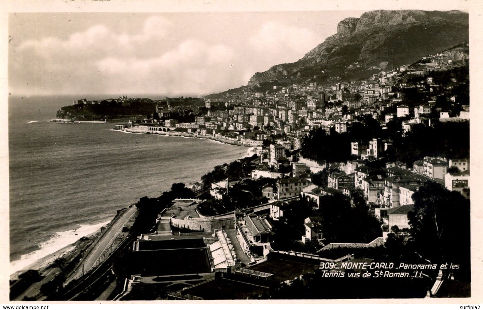 MONACO - MONTE CARLO - PANORAMA ET LES TENNIS VUS DE ST ROMAN LL309 RP - Monte-Carlo