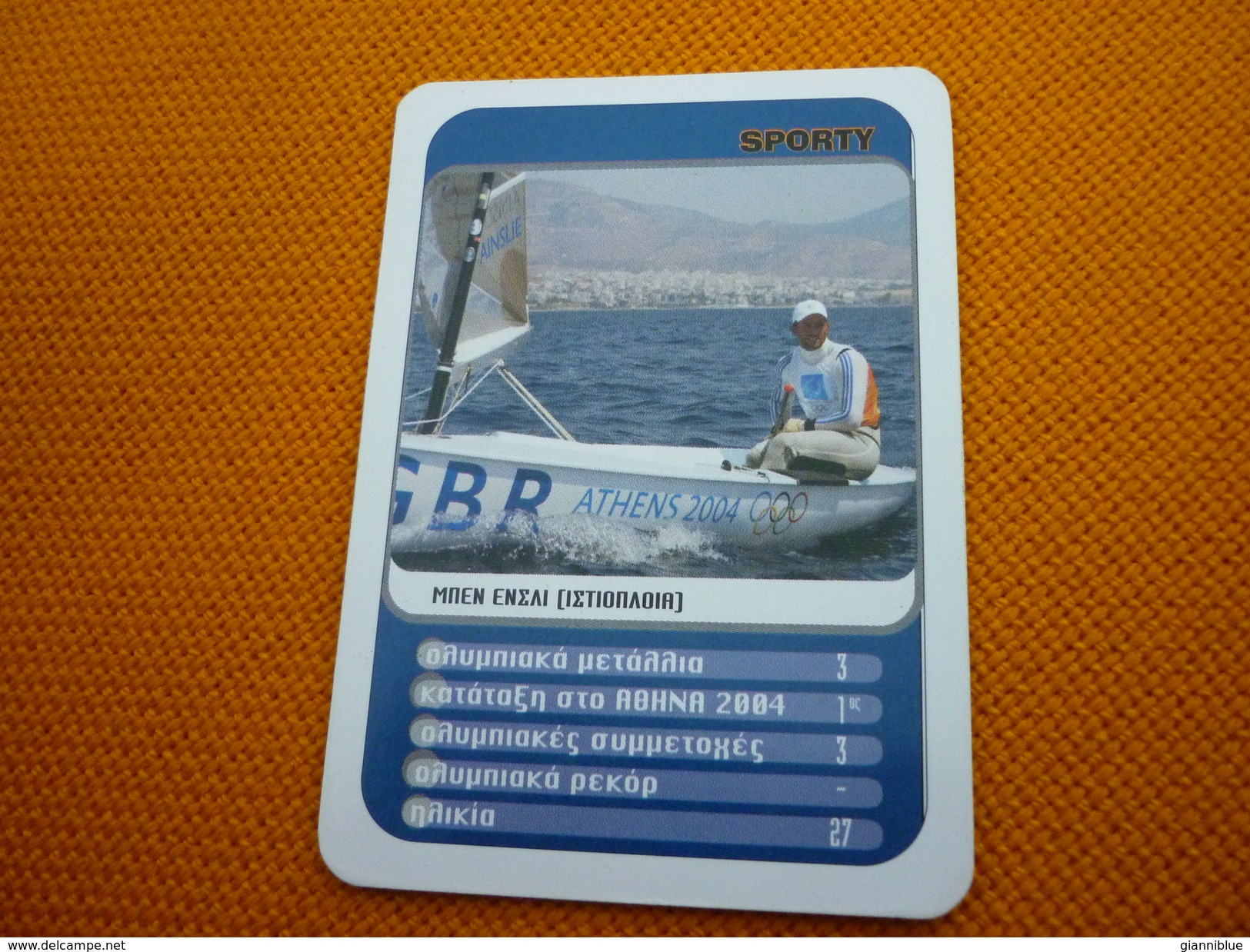Ben Ainslie UK Sailor Sailing Men's Finn Class Athens 2004 Olympic Games Medalist Greece Greek Trading Card - Trading Cards