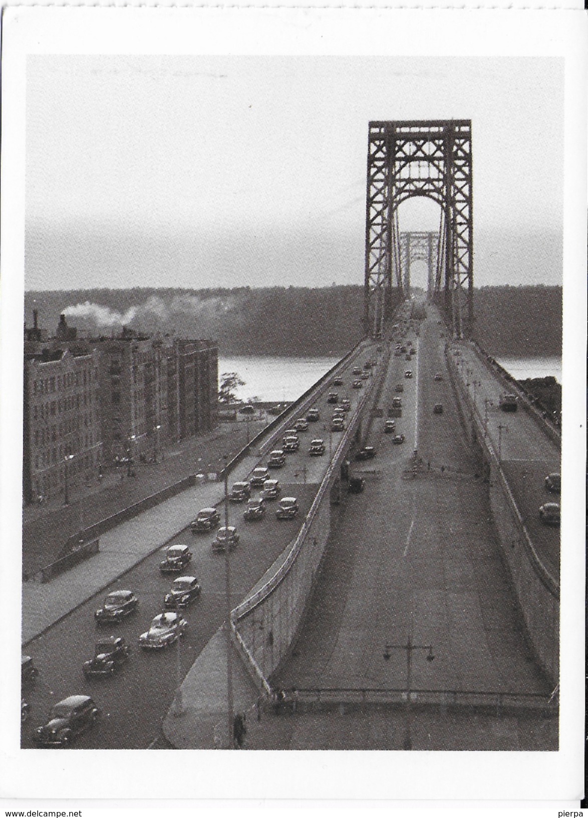 CARTOLINA RIPRODUZIONE PONTE GEORGE WASHINGTON NEL 1945  EDIZIONE 1992 - Puentes Y Túneles