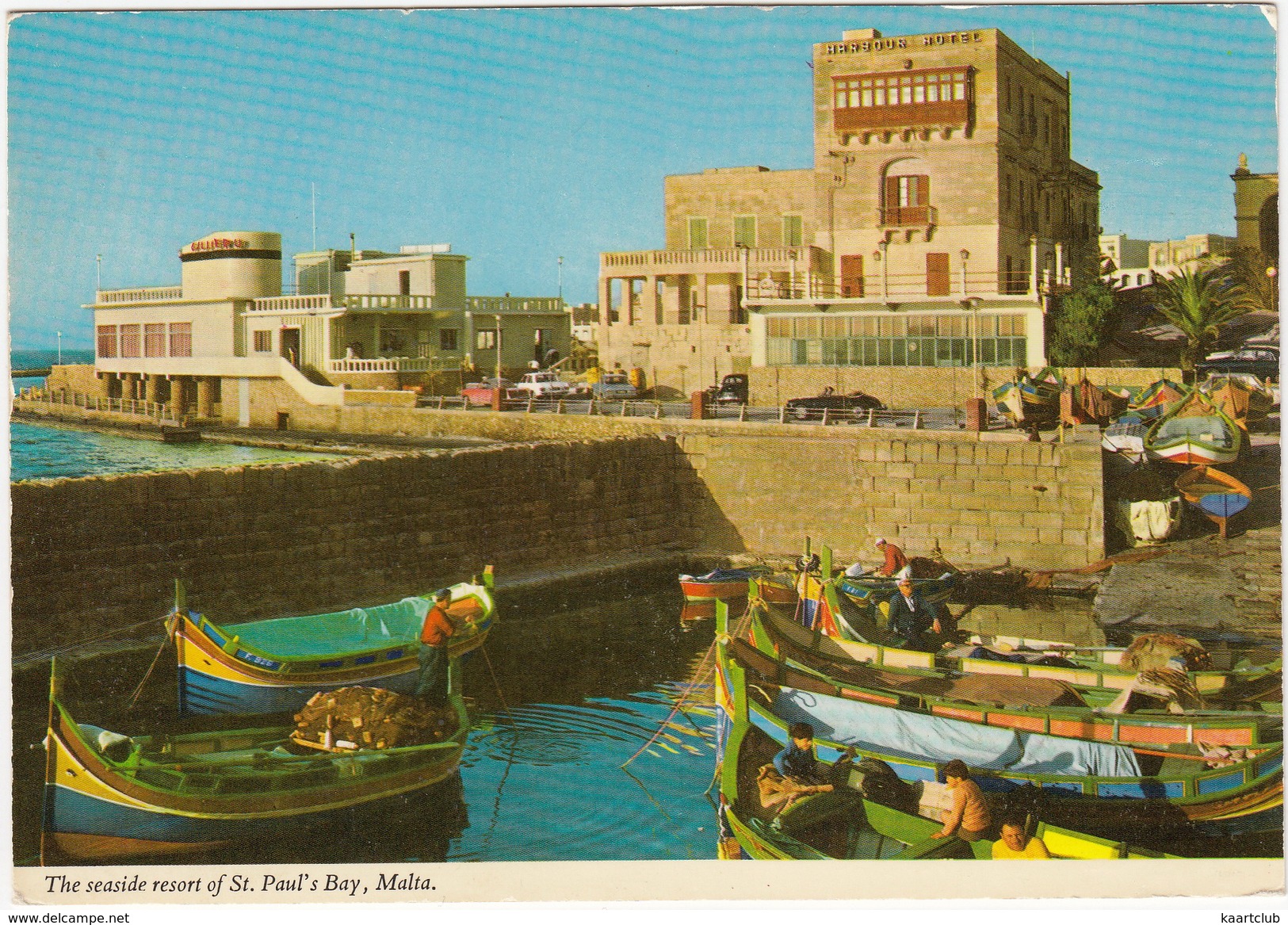 St. Paul´s Bay: PORSCHE 356 CABRIOLET, TRIUMPH HERALD CONVERTIBLE, FORD CORTINA MK1 - ´LUZZU´, Harbour Hotel - Malta - Voitures De Tourisme