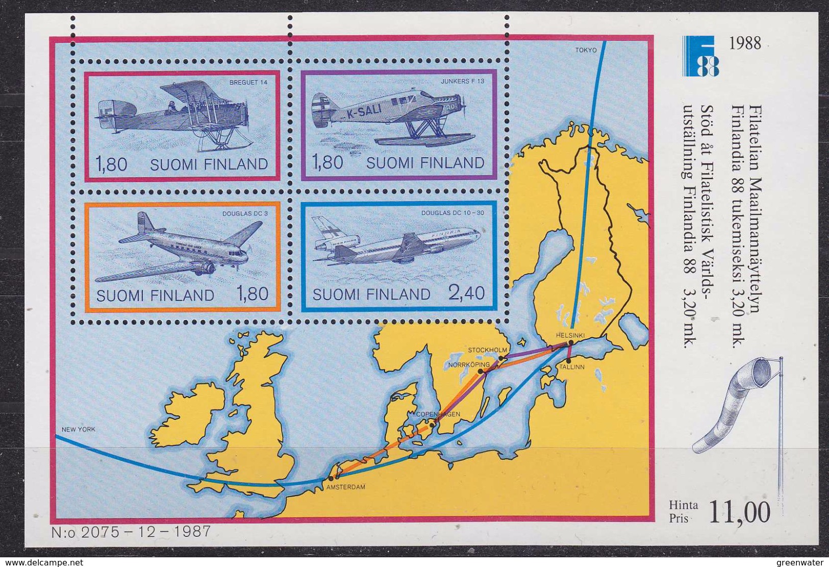 Finland 1987 Finlandia 1988 / Airplanes M/s ** Mnh (34633) - Blokken & Velletjes