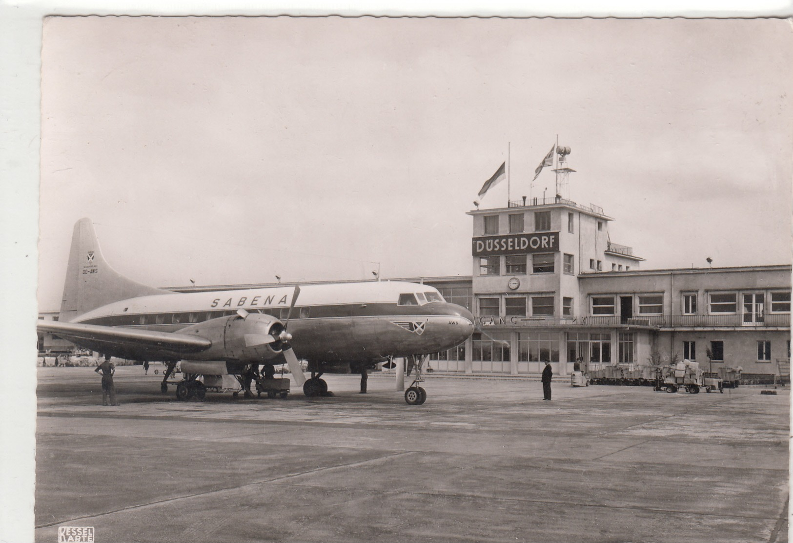 Flughafen Düsseldorf  - Lohausen Mit Sabena Probellerflugzeug - 1946-....: Era Moderna