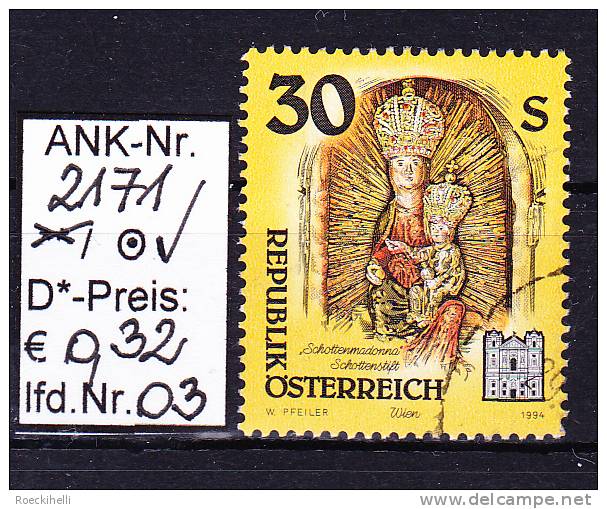 7.10.1994 -  FM/DM "Stifte U. Klöster In Ö."   -   O  Gestempelt  -  Siehe Scan  (2171o 01-07) - Used Stamps