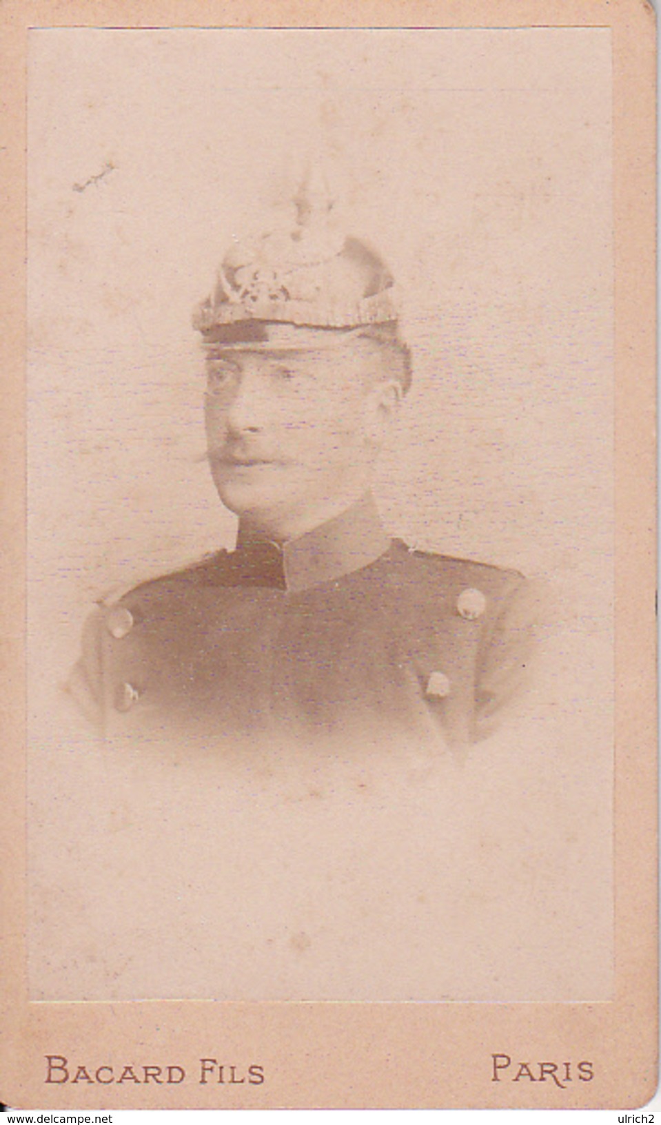 CDV Foto Französischer Soldat Mit Pickelhaube - Bacard Fils, Paris - 1890 - 9*6cm (26703) - Krieg, Militär