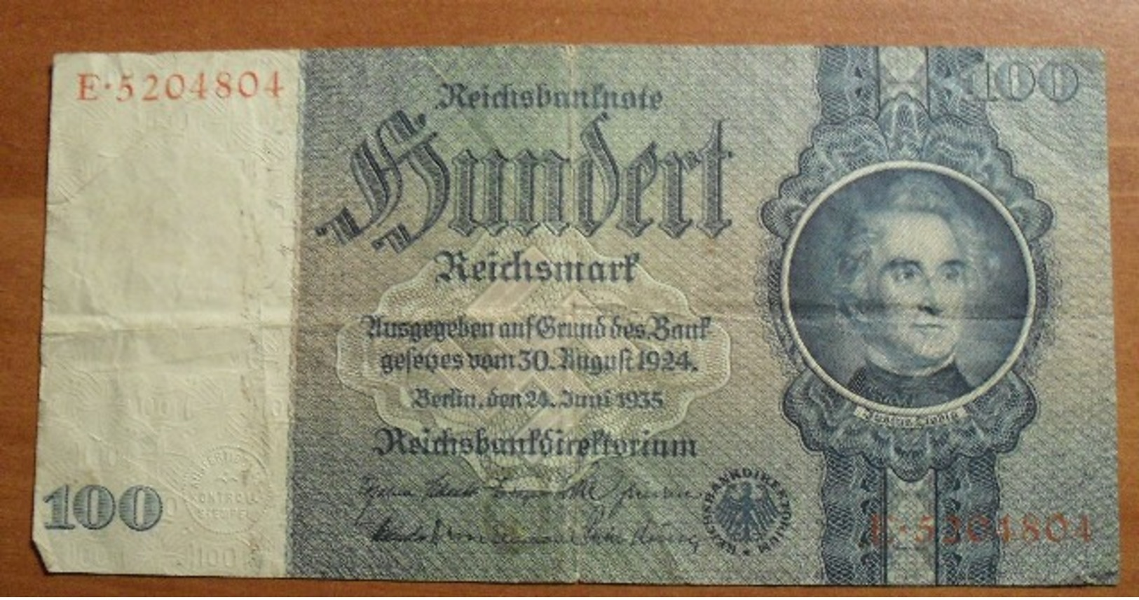 1935 - Allemagne - Germany - 100 REICHSMARK, IIIè Reich, Berlin Den 24 Juni 1935 - E.5204804 - 100 Reichsmark