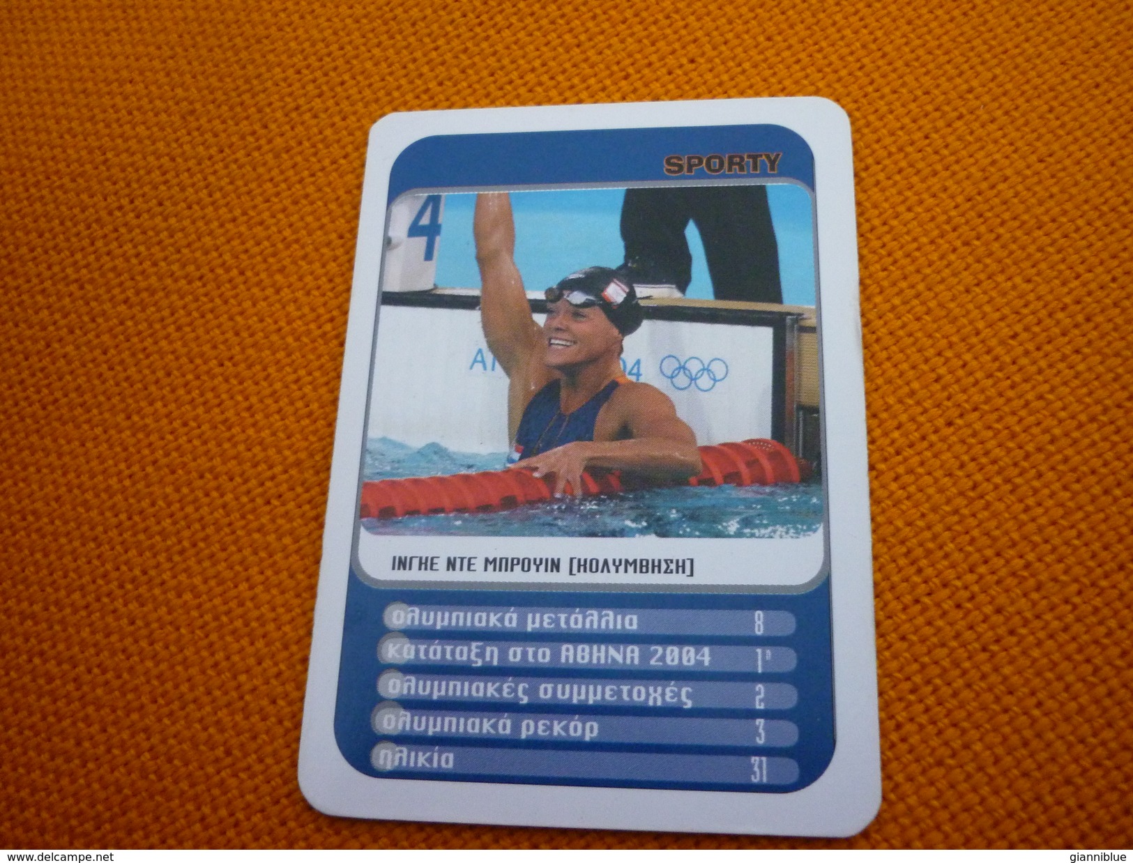 Inge De Bruijn Dutch Swimmer Swimming Athens 2004 Olympic Games Medalist Greece Greek Trading Card - Trading Cards