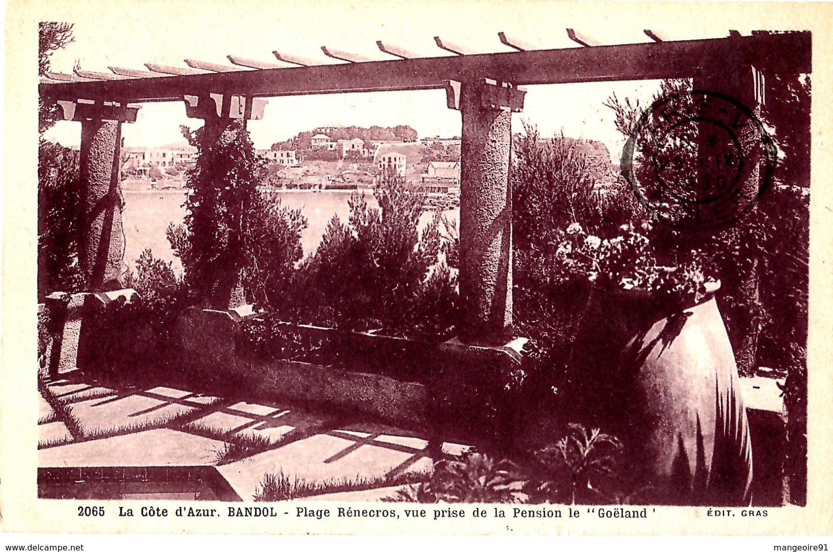 COLLECTION  CPA FRANCE - PACA - 83 VAR - BANDOL - Plage Rénecros, Vue Prise De La Pension "LE GOELAND" - Bandol