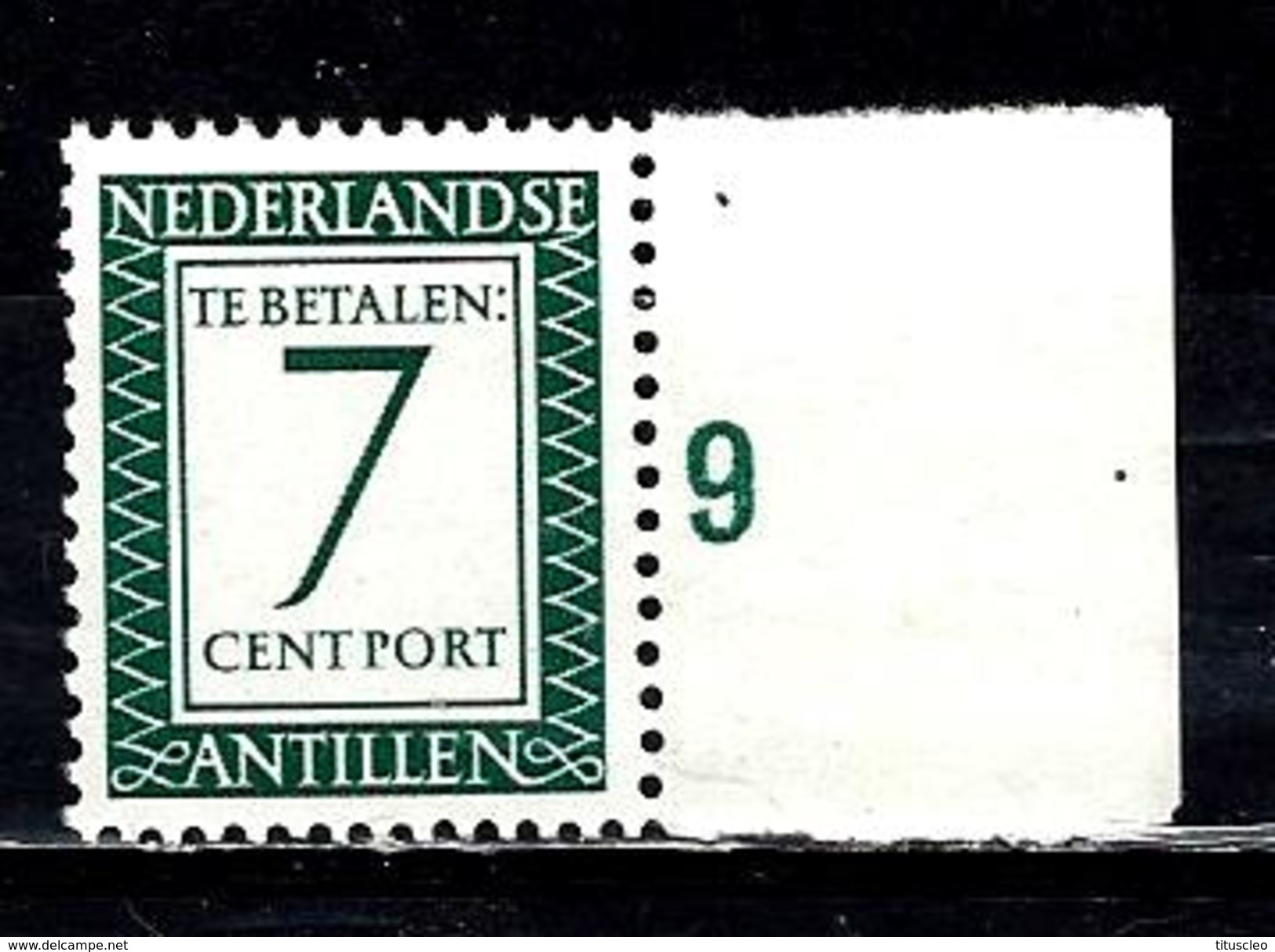 ANTILLES NEERLANDAISES T45** 7c Vert-bleu Timbres Taxes - Antillen