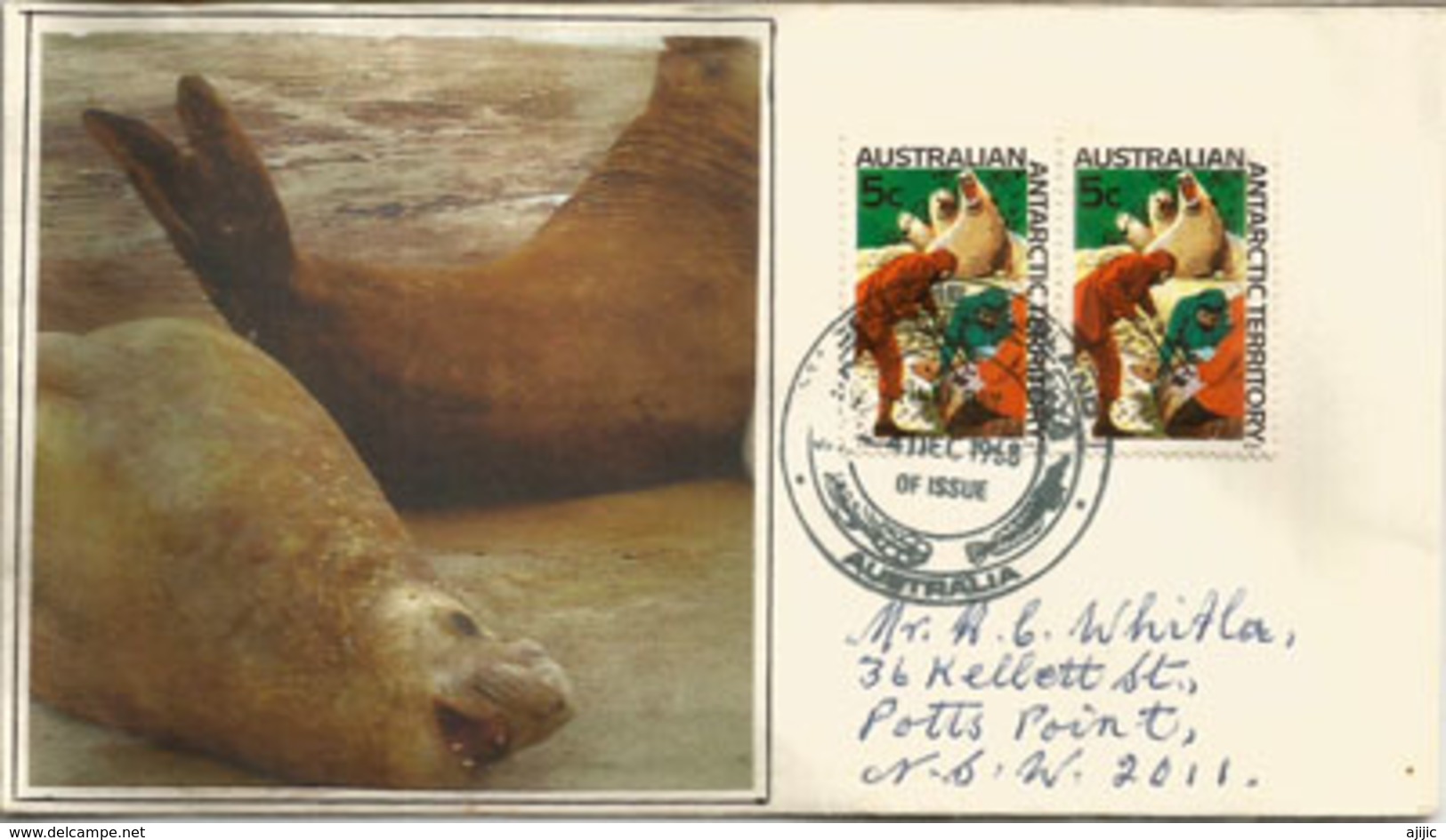 Marquage Des Phoques, Lettre De L'Antarctique Australien Année 1968, Adressée AUSTRALIE - Lettres & Documents