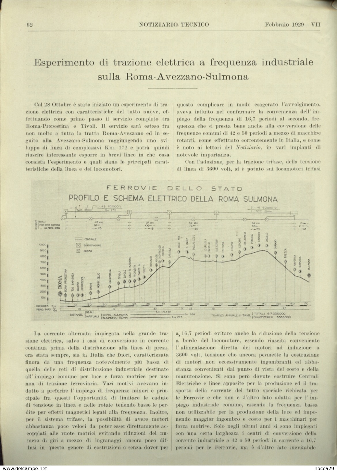 FERROVIE - NOTIZIARIO TECNICO DEL 1929 - ALL'INTERNO LUNGO ARTICOLO SULLA TRATTA ROMA AVEZZANO SULMONA - Scientific Texts