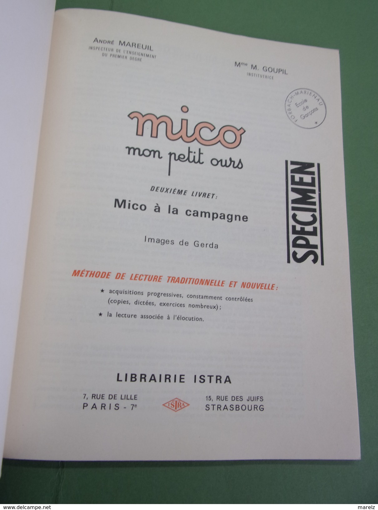 Livret N°2 De Lecture MICO Mon Petit OURS - SPECIMEN - Illustrations Images De GERDA - Librairie ISTRA - ALPHABET ECOLE - 0-6 Ans