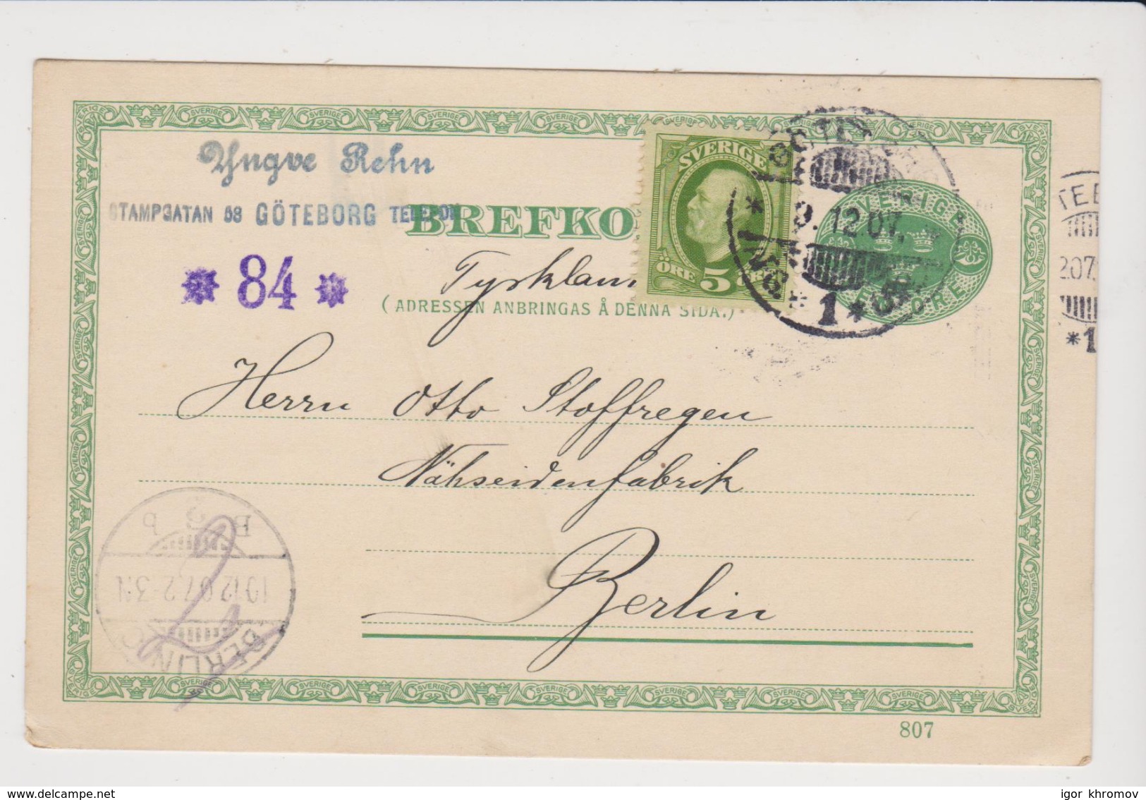 Sweden 1907 - Briefe U. Dokumente