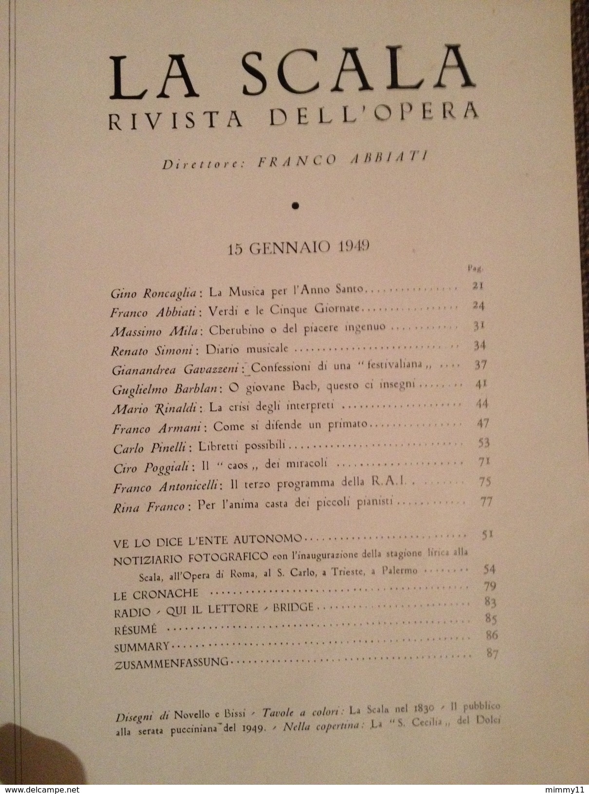 LA SCALA - Rivista dell'Opera - 15 Gennaio 1950