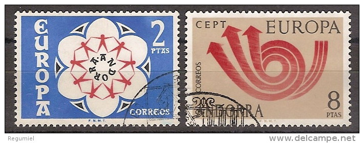 Andorra U 085/86 (o) Primer Día. Europa 1973 - Used Stamps