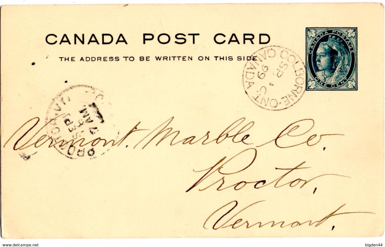 CP De Colborne (06.09.1899) Pour Proctor, Vermont - 1860-1899 Regering Van Victoria