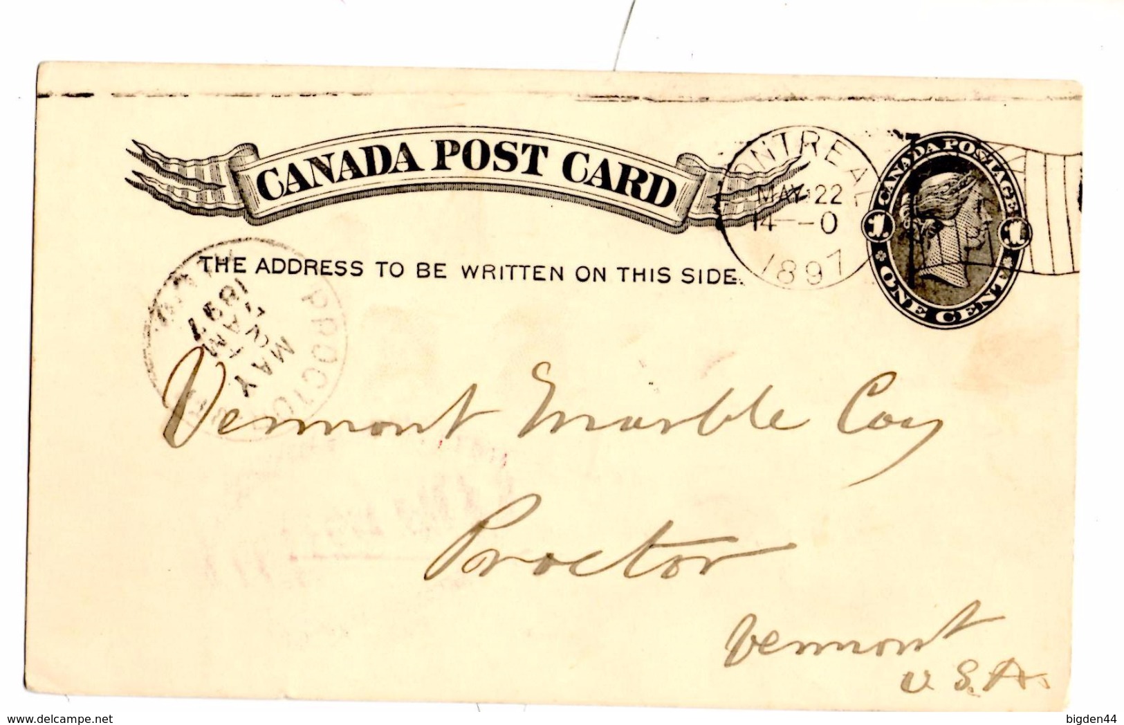 CP De Montreal (22.05.1897) Pour Proctor, Vermont - 1860-1899 Règne De Victoria