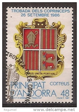 Andorra U 195 (o) Primer Día. Escudo. 1987 - Gebruikt