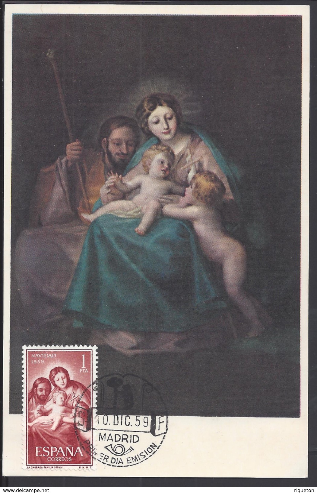 ESPAGNE - 1959 - Carte Maximum " La Sagrada Familia - Goya "  2 Scans - B/TB - - Tarjetas Máxima