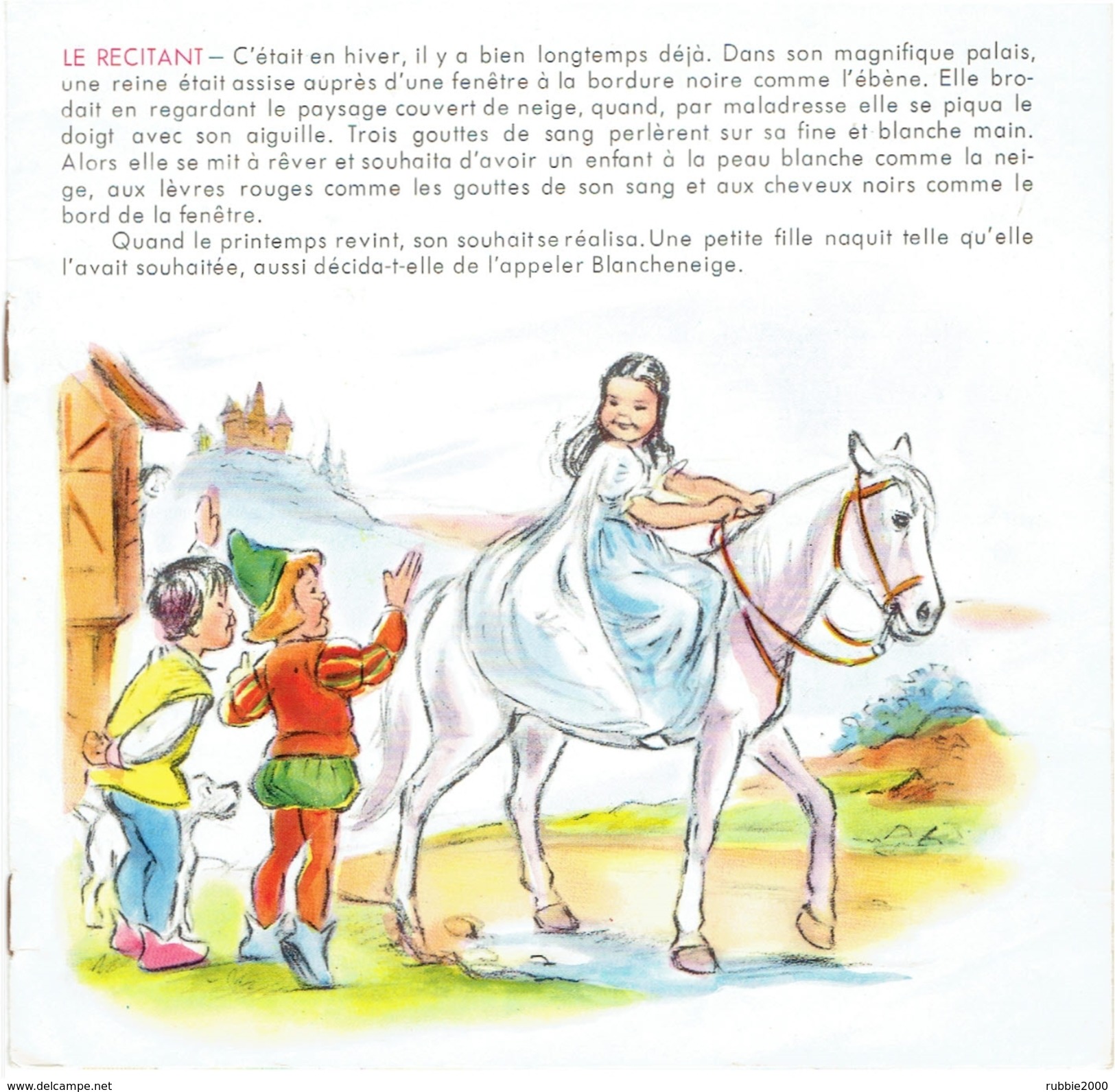 BLANCHENEIGE TEXTE ILLUSTRATIONS DE GERMAINE BOURET LIVRET DE 12 PAGES ILLUSTREES ET DISQUE 33 TOURS - Records