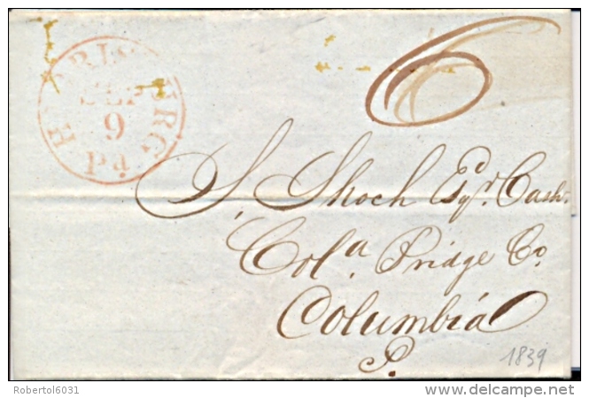 USA Pennsylvania 1839 Letter From Harrisburg To Columbia - …-1845 Préphilatélie