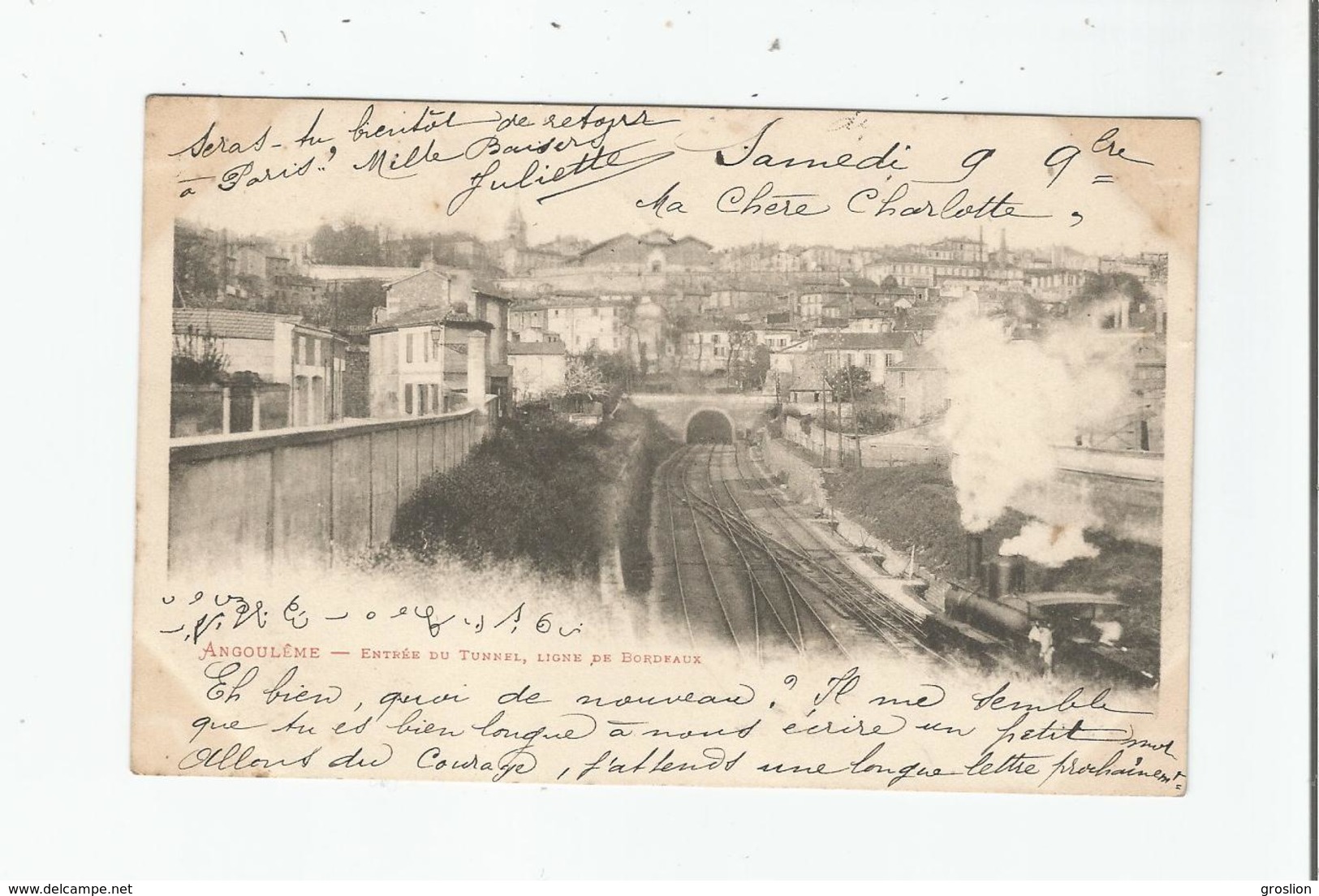 ANGOULEME ENTRE DU TUNNEL LIGNE DE BORDEAUX (TRAIN CIRCULANT) 1901 - Angouleme