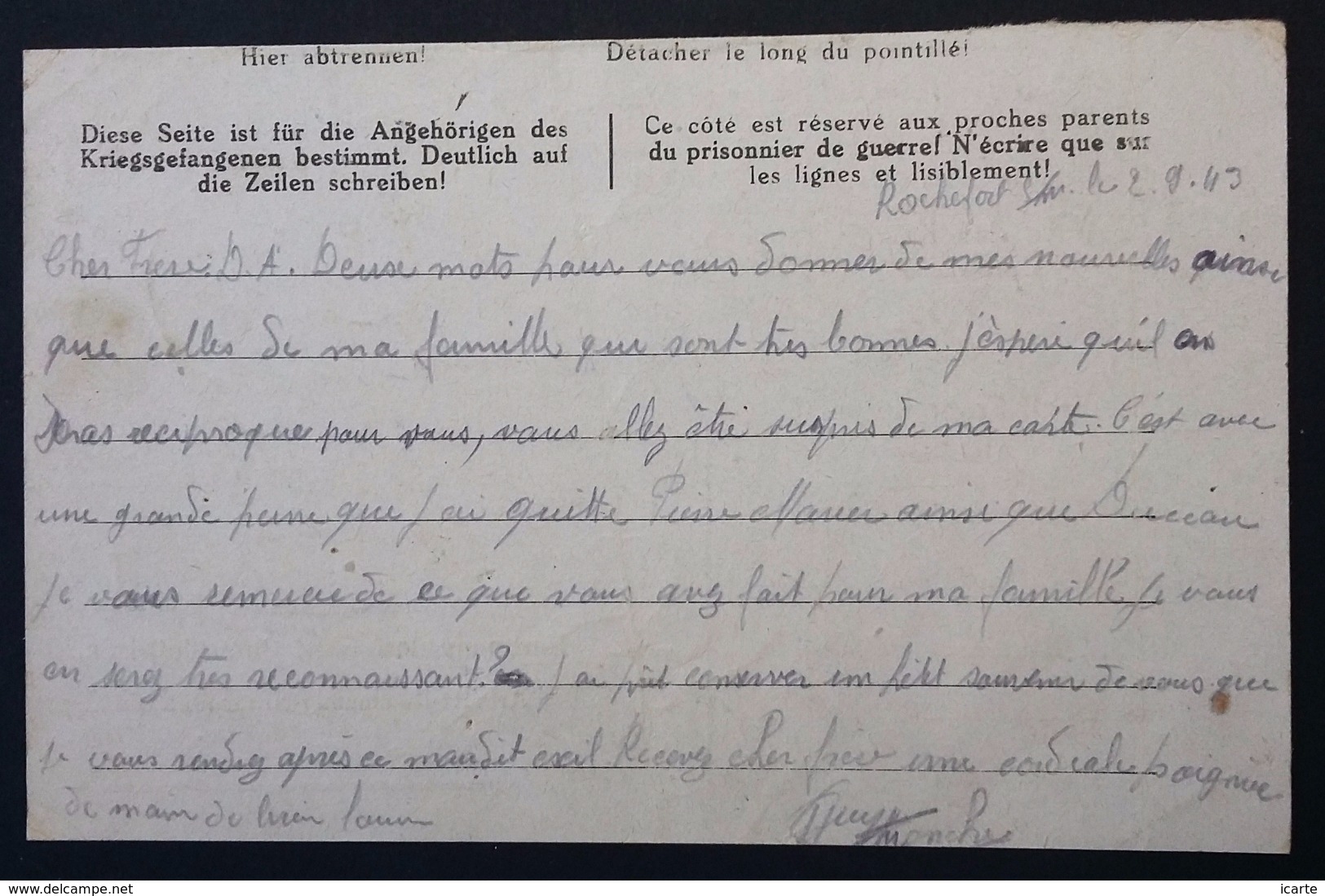 CP Pour Prisonnier De Guerre STALAG IV F Réexp > STALAG I A Stablawi POLOGNE ENTLASSEN ZURÜCK Sept 1943 - Guerre De 1939-45