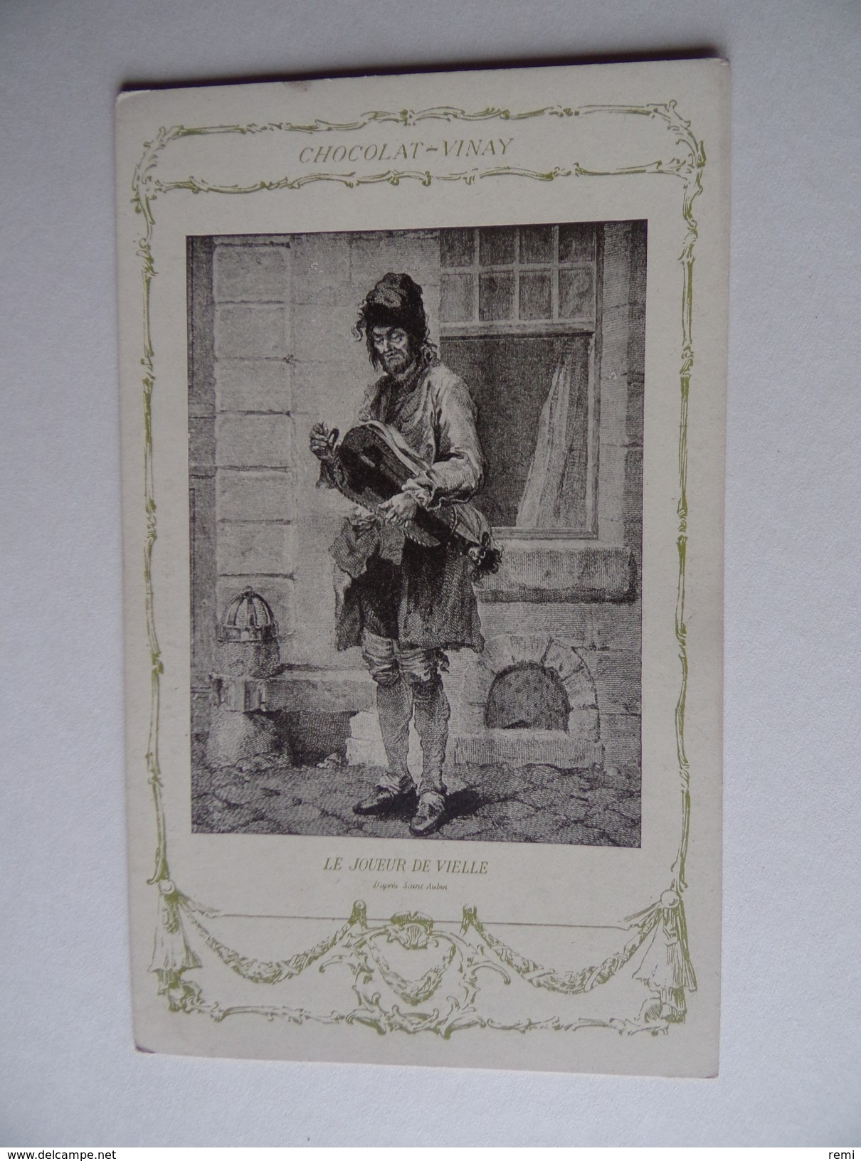 Carte Postale CHOCOLAT VINAY Le Joueur De Vielle Série VIII 28 Sujets N° 22 - Advertising