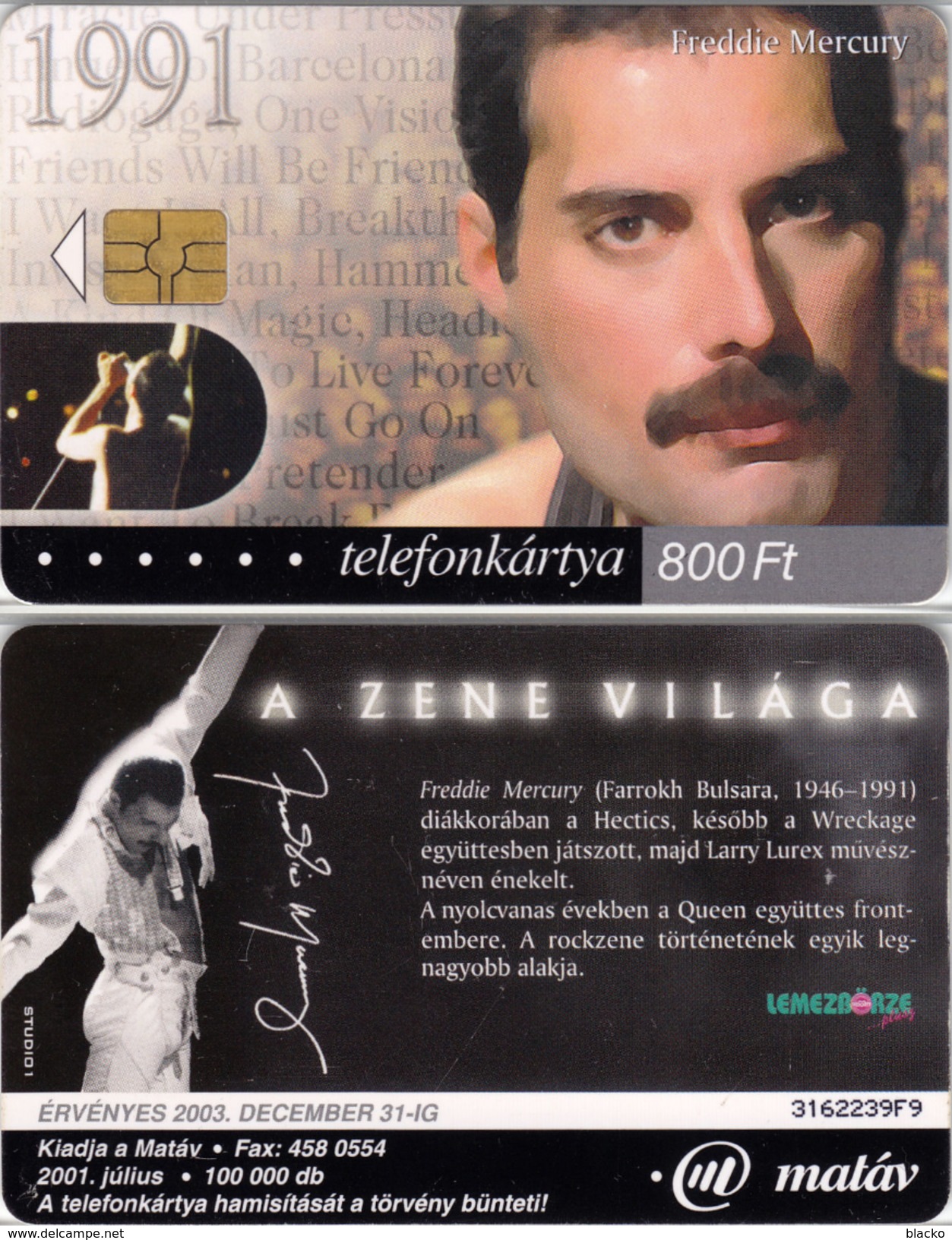 Hungary - P-2001-23 Freddy Mercury - Queen Xy023 - Ungarn