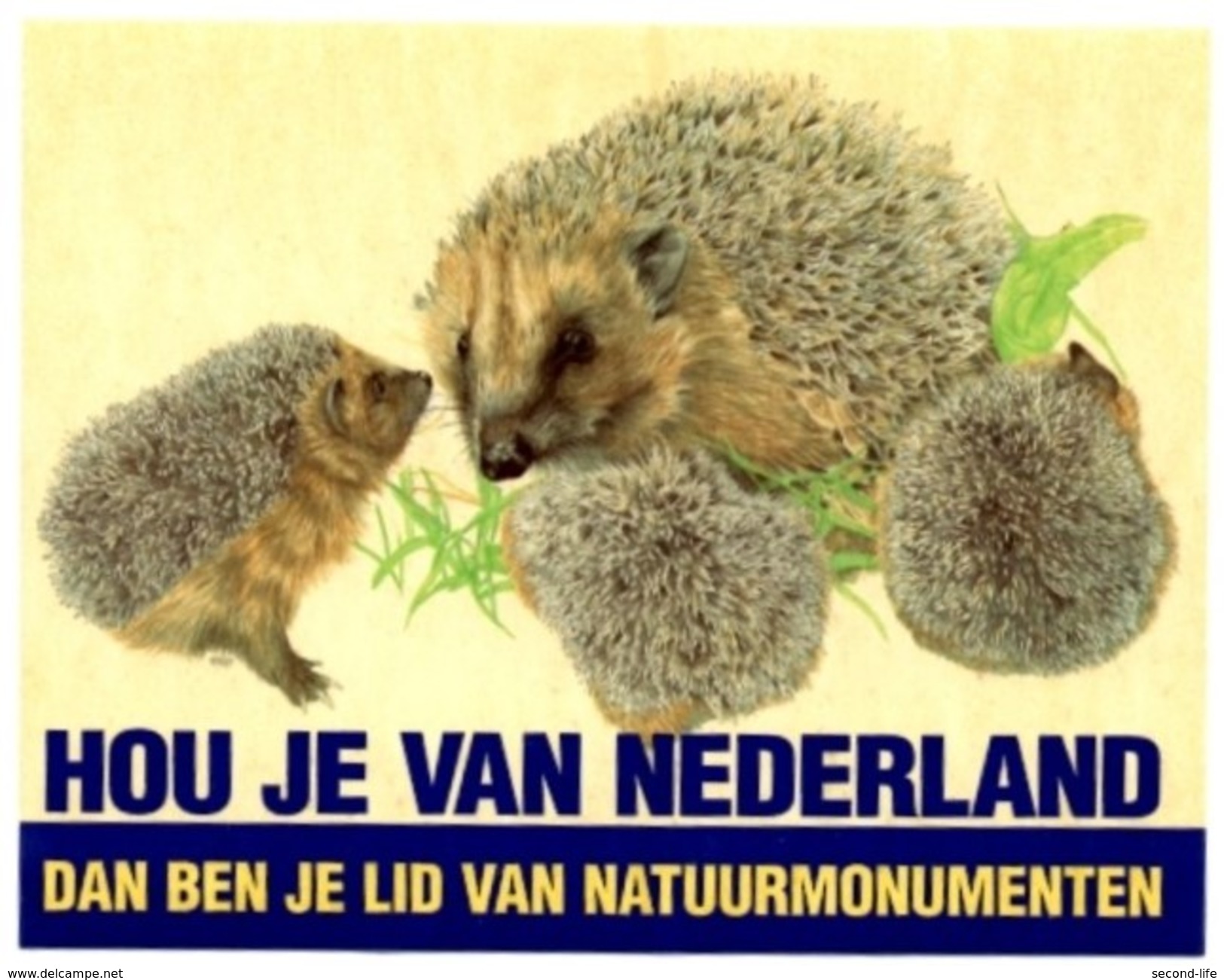 Sticker. Hou Je Van Nederland? - Dan Ben Je Lid Van Natuurmonumenten - Egel - Stickers