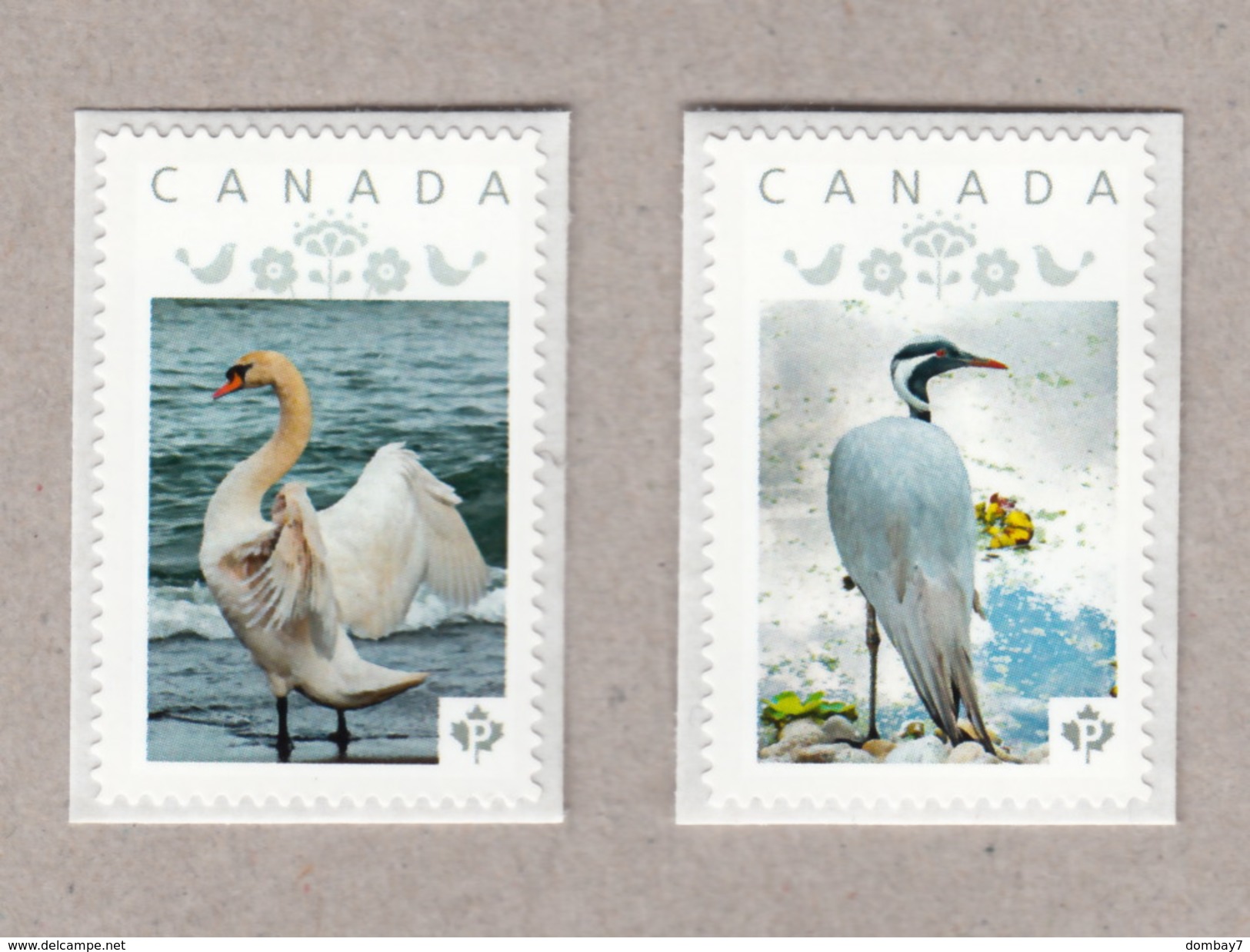 SWAN, CRANE Pair Of Unique Personalized Postage Stamps MNH Canada 2017 [p17-01wb - Cisnes