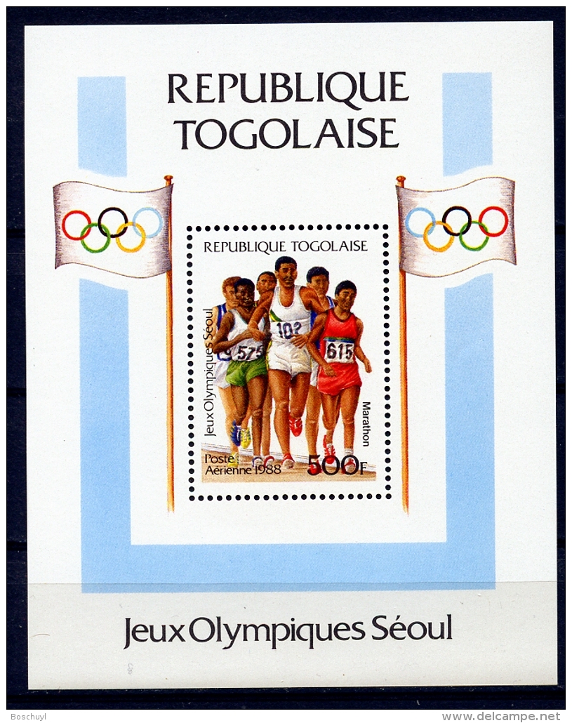 Togo, 1988, Olympic Summer Games Seoul, Marathon, Running, MNH Sheet, Michel Block 308A - Togo (1960-...)