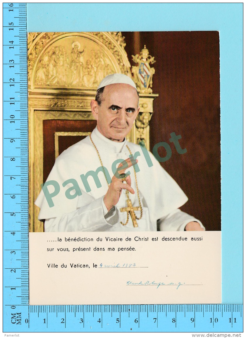 Pape, Papa, Pope - Carte De Bénédiction  Pape Paul VI Paulus VI - 2 Scans - Papes