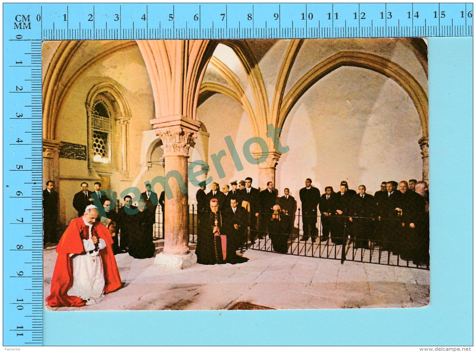 Pape, Papa, Pope -Visite Du Pape Au Cenacle Sur Le Mont Zion Paul VI Paulus VI  - 2 Scans - Papes