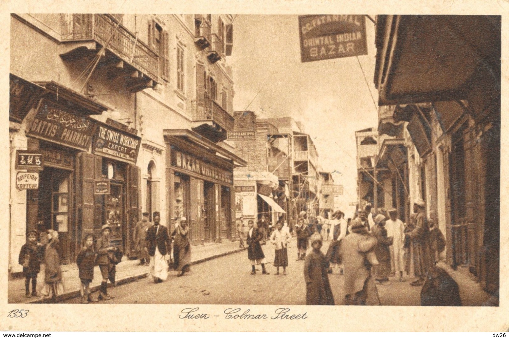 Suez - Colmar Street - Grosse Animation: Bazar... - Edition Lehnert & Landrock - Carte N° 1353 Non Circulée - Suez