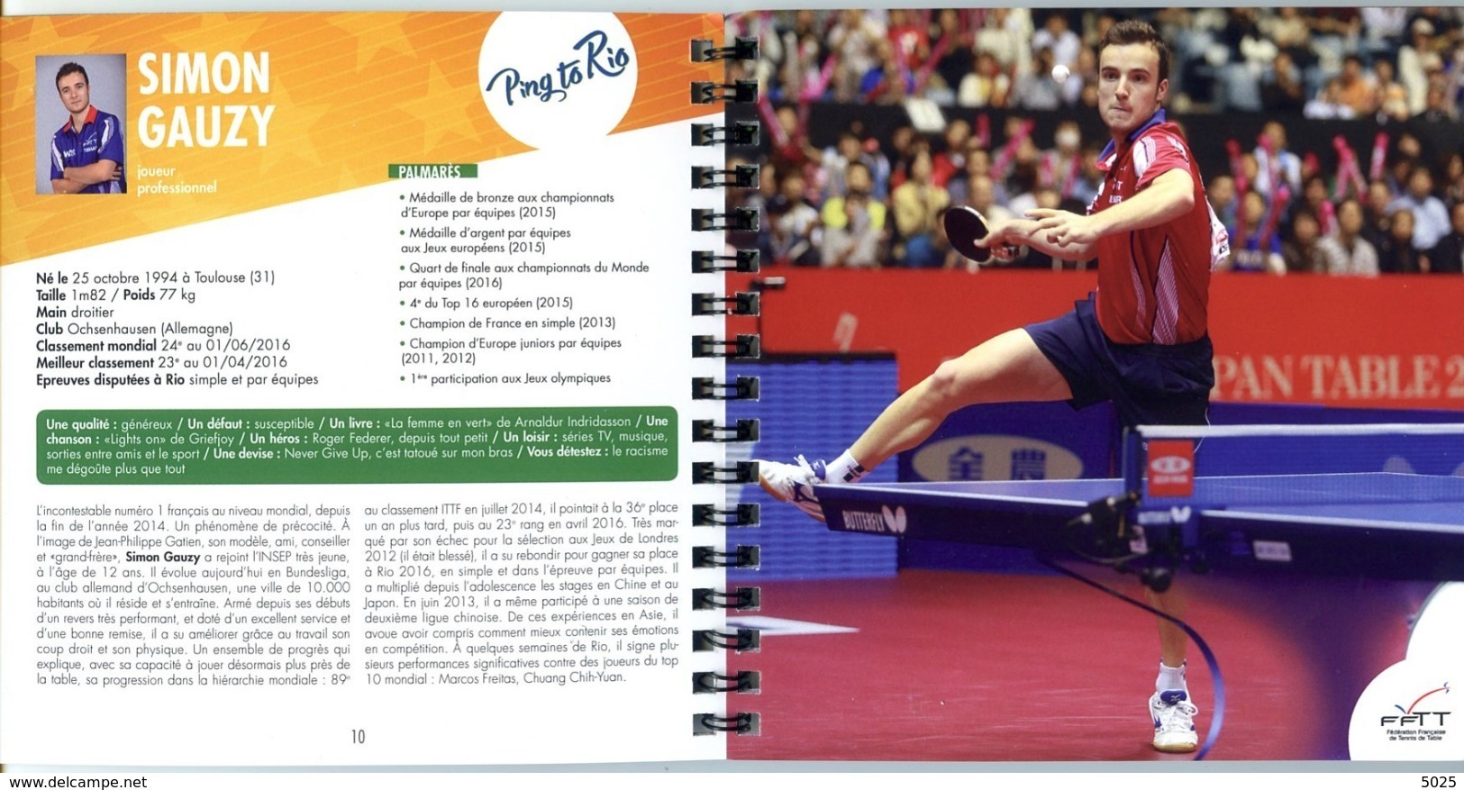 FRANCE - Jeux Olympiques RIO 2016 - Fascicule De Présentation De La Sélection - Tennis Table Tischtennis Tavolo - Table Tennis