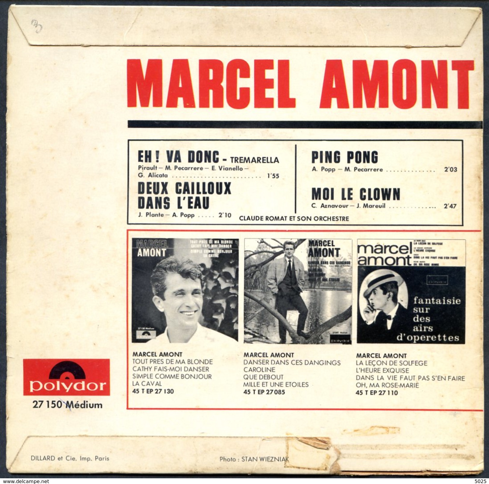 FRANCE 1964 - MARCEL AMONT - Ping-pong - Disque 45 Tours - Tischtennis Tavolo - Editions Limitées
