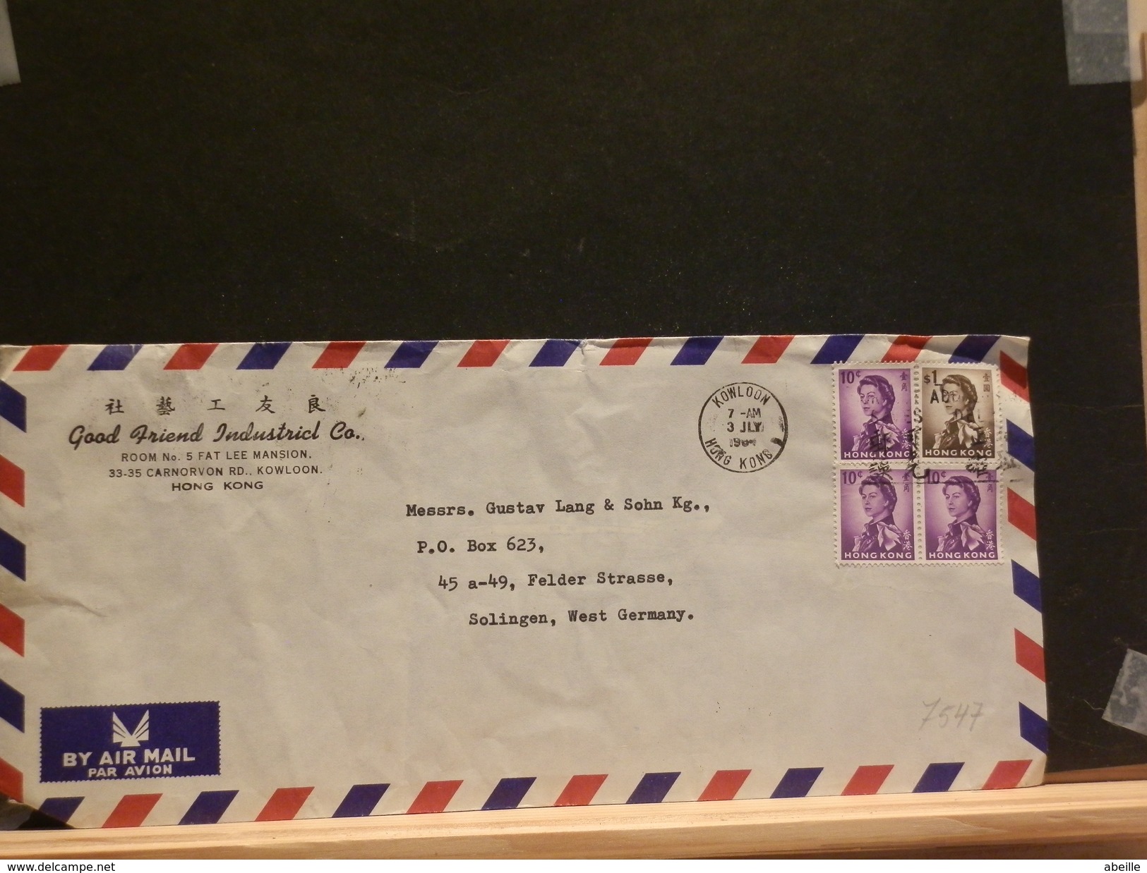 A7547   LETTRE HONG KONG - Lettres & Documents