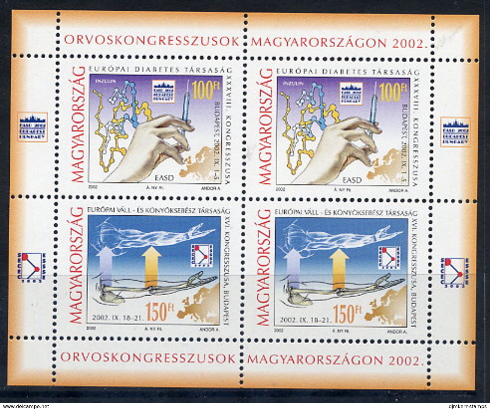 HUNGARY 2002 Medical Congresses Block MNH / **.  Michel Block 273 - Blocks & Kleinbögen