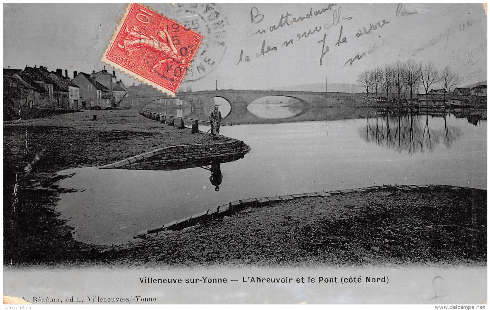 Villeneuve Sur Yonne    89      L'Abreuvoir Et Le Pont    ( Voir Scan) - Villeneuve-sur-Yonne