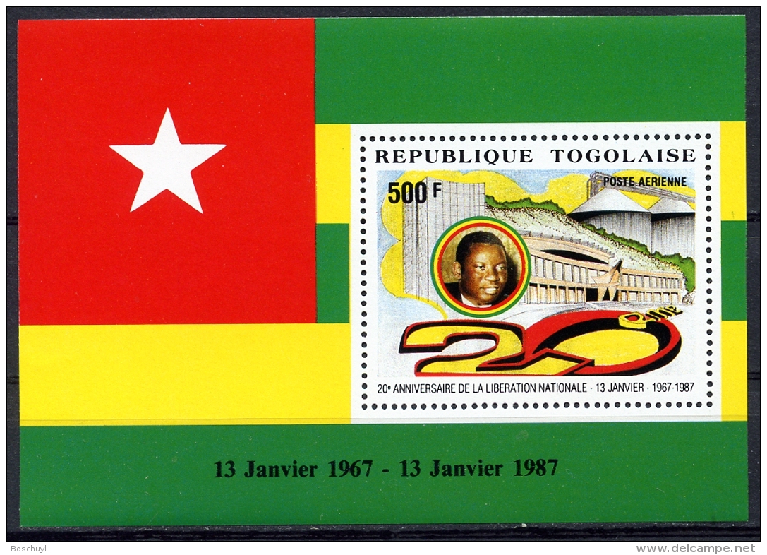 Togo, 1987, Independence, Liberation, Flag, MNH, Michel Block 293 - Togo (1960-...)