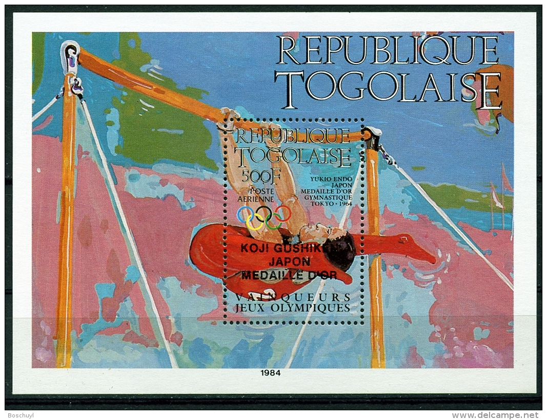 Togo, 1985, Olympic Summer Games Los Angeles, Medal Winners, Gymnastics, MNH Overprinted, Michel Block 268 - Togo (1960-...)