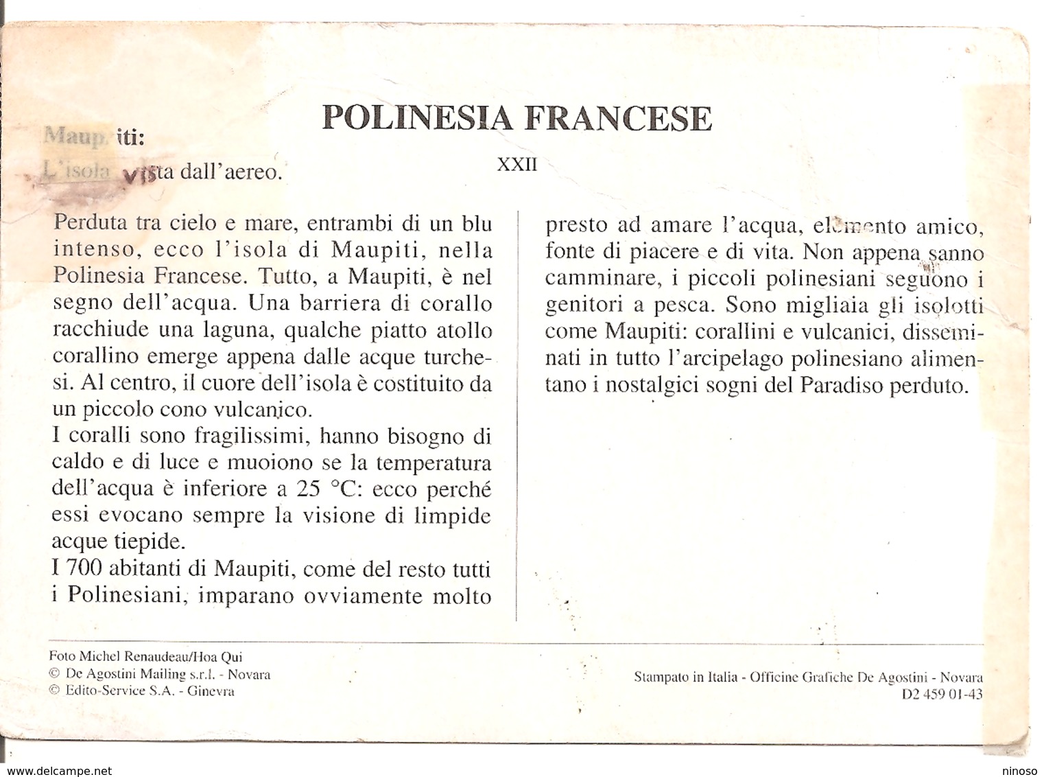 POLINESIA FRANCESE  ISOLA MAUPITI - Polinesia Francese