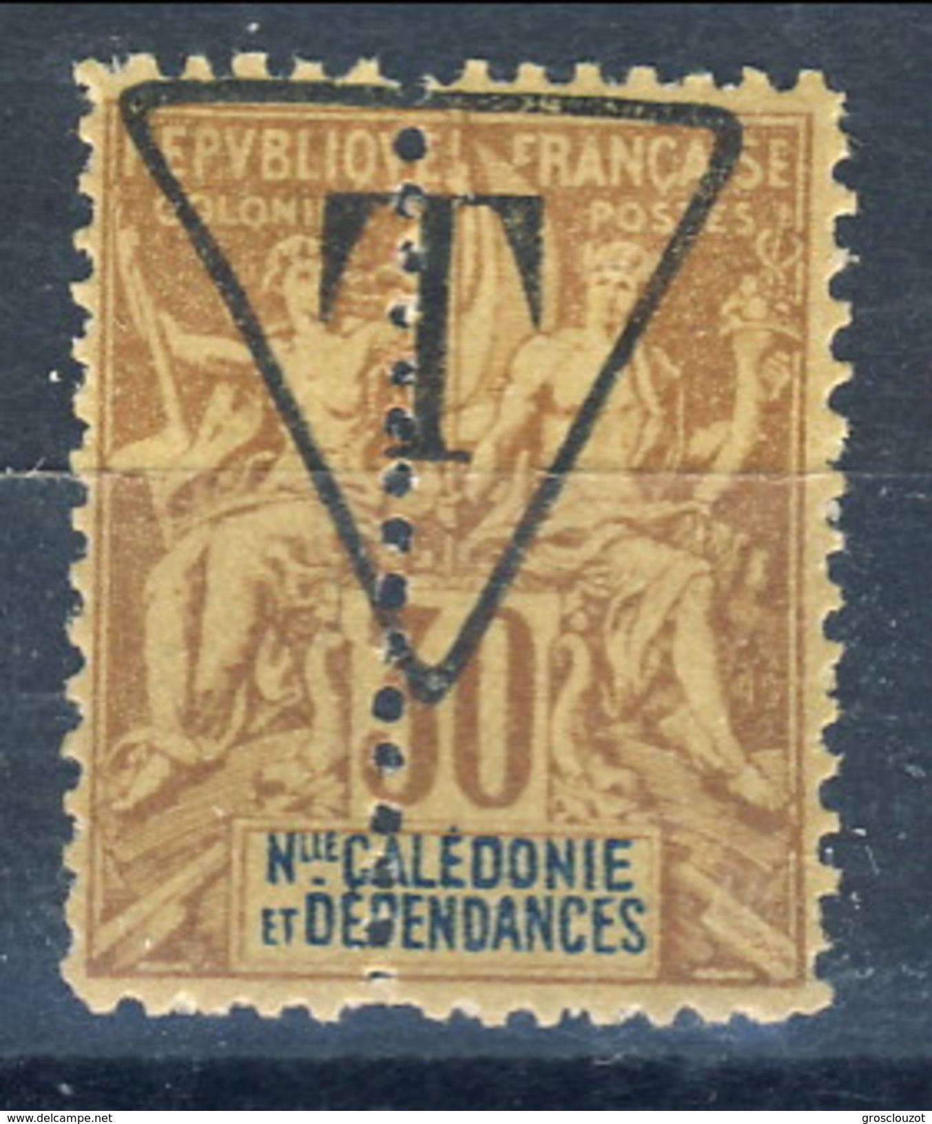 Nouvelle Caledonie Tasse 1894-1900 N. 6 C. 30 Bruno Sovrastampato T In Triangolo &euro; 300 Firma G. Oliva - Segnatasse