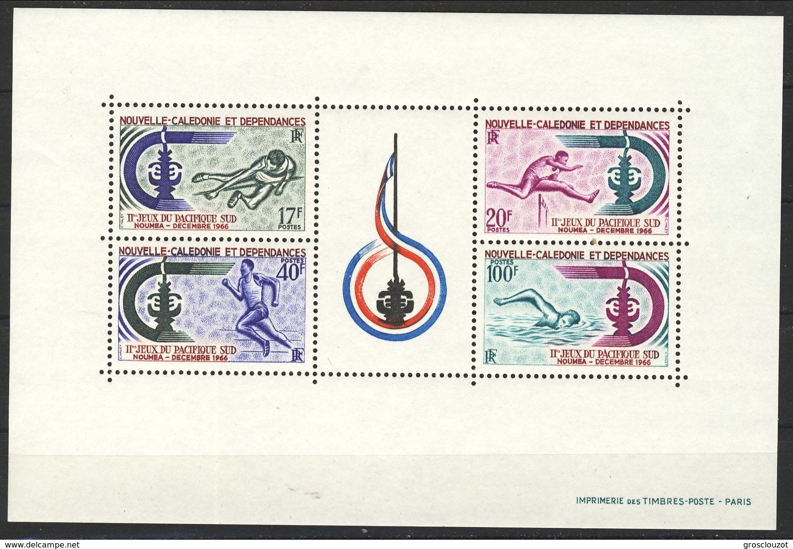 Nouvelle Caledonie Foglietto 1966 N. 3 Jeux Du Pacific MNH Cat. &euro; 42 - Blocks & Sheetlets