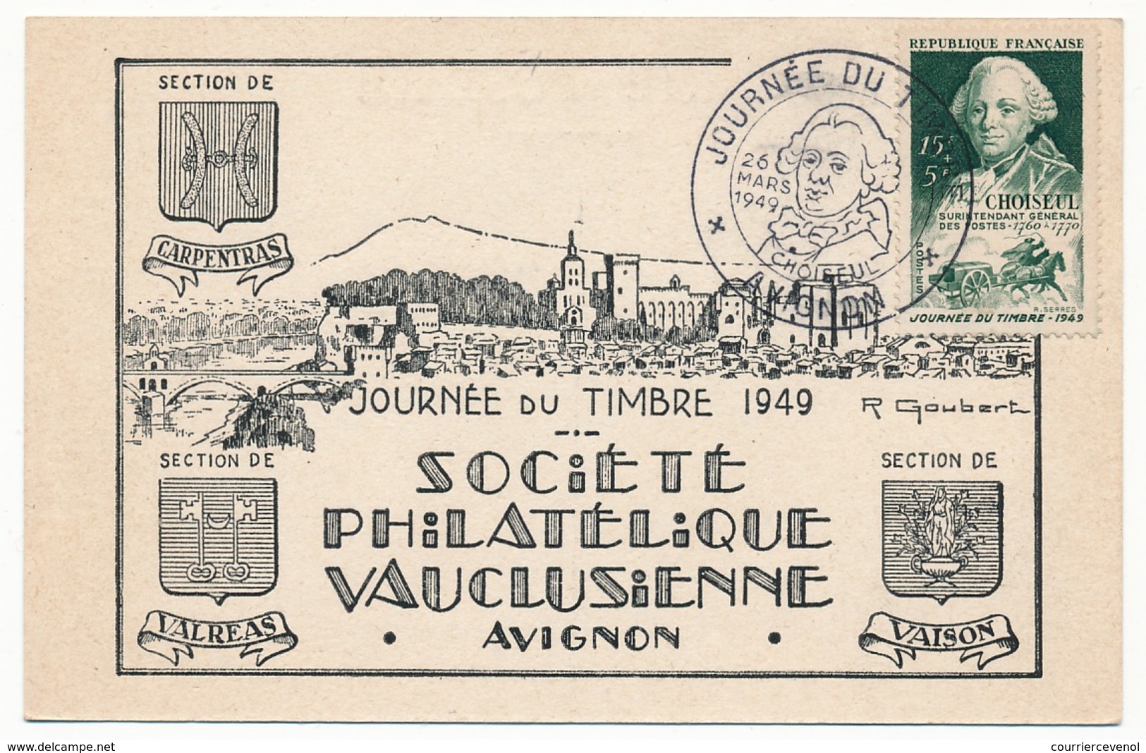 Carte Locale - Journée Du Timbre 1949 AVIGNON (Vaucluse) - Choiseul - Tag Der Briefmarke