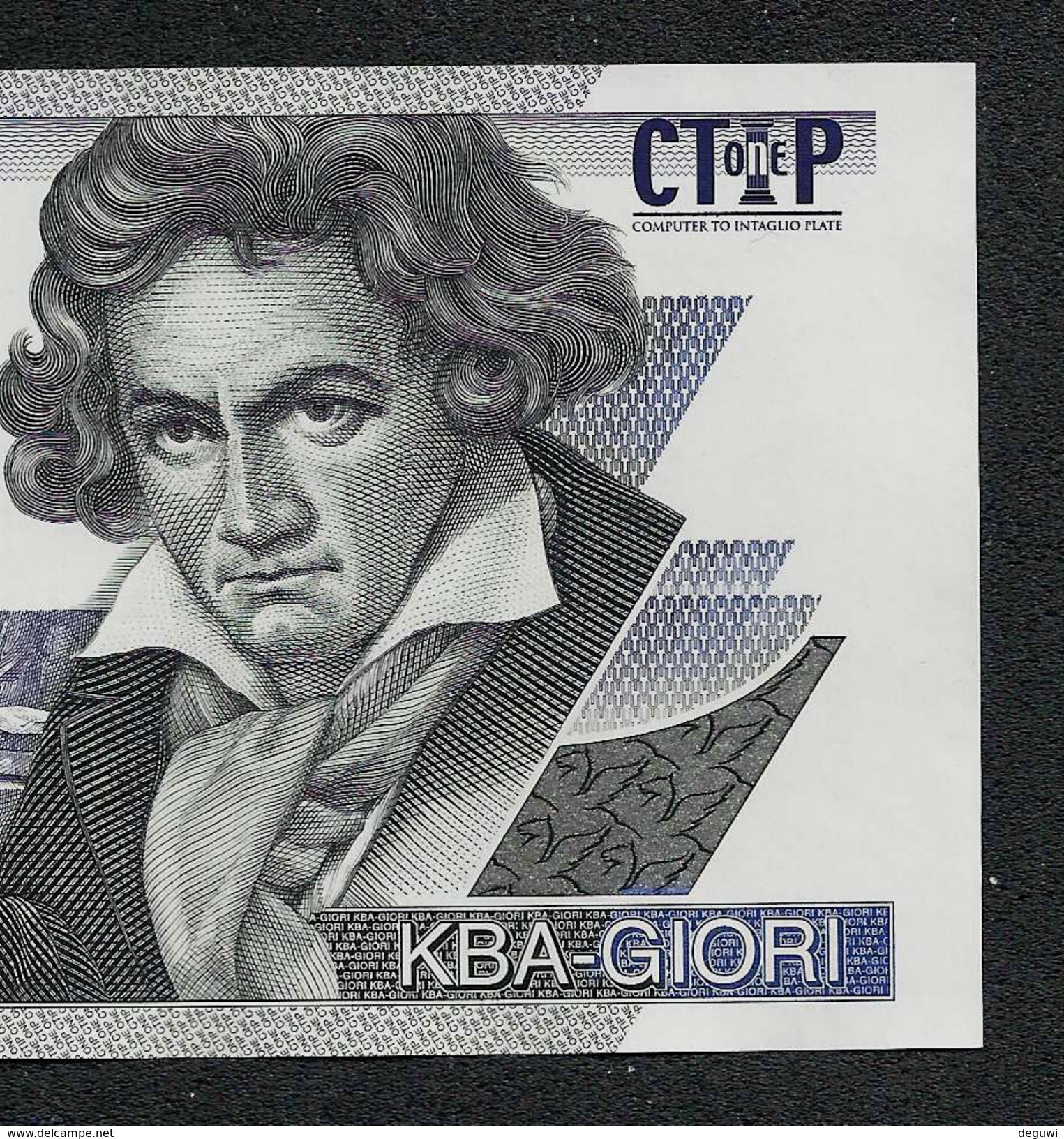 Echantillon KBA-GIORI CTIP" Typ 1 = Lilac + Black, Beethoven, Testnote, Eins. Druck, RRRRR, UNC, SPECIMEN - Autres - Europe