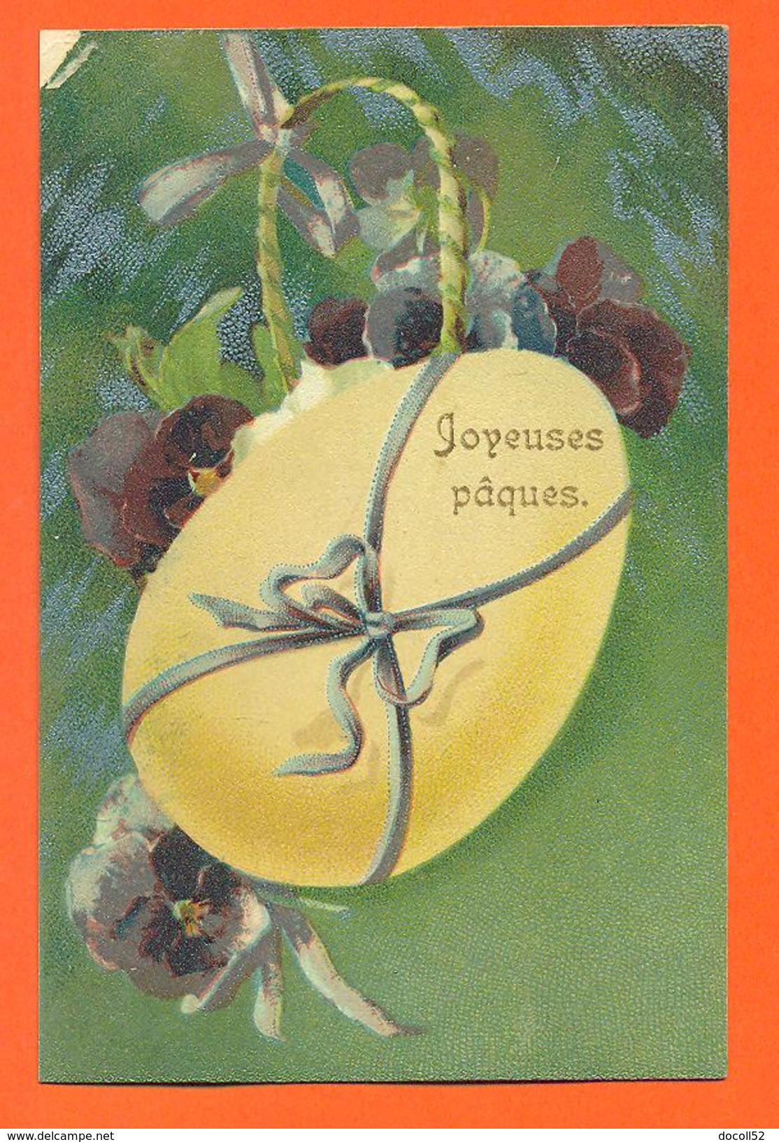 CPA Joyeuses Paques " Oeuf Et Fleurs Pensées " FJC 20 - Pâques